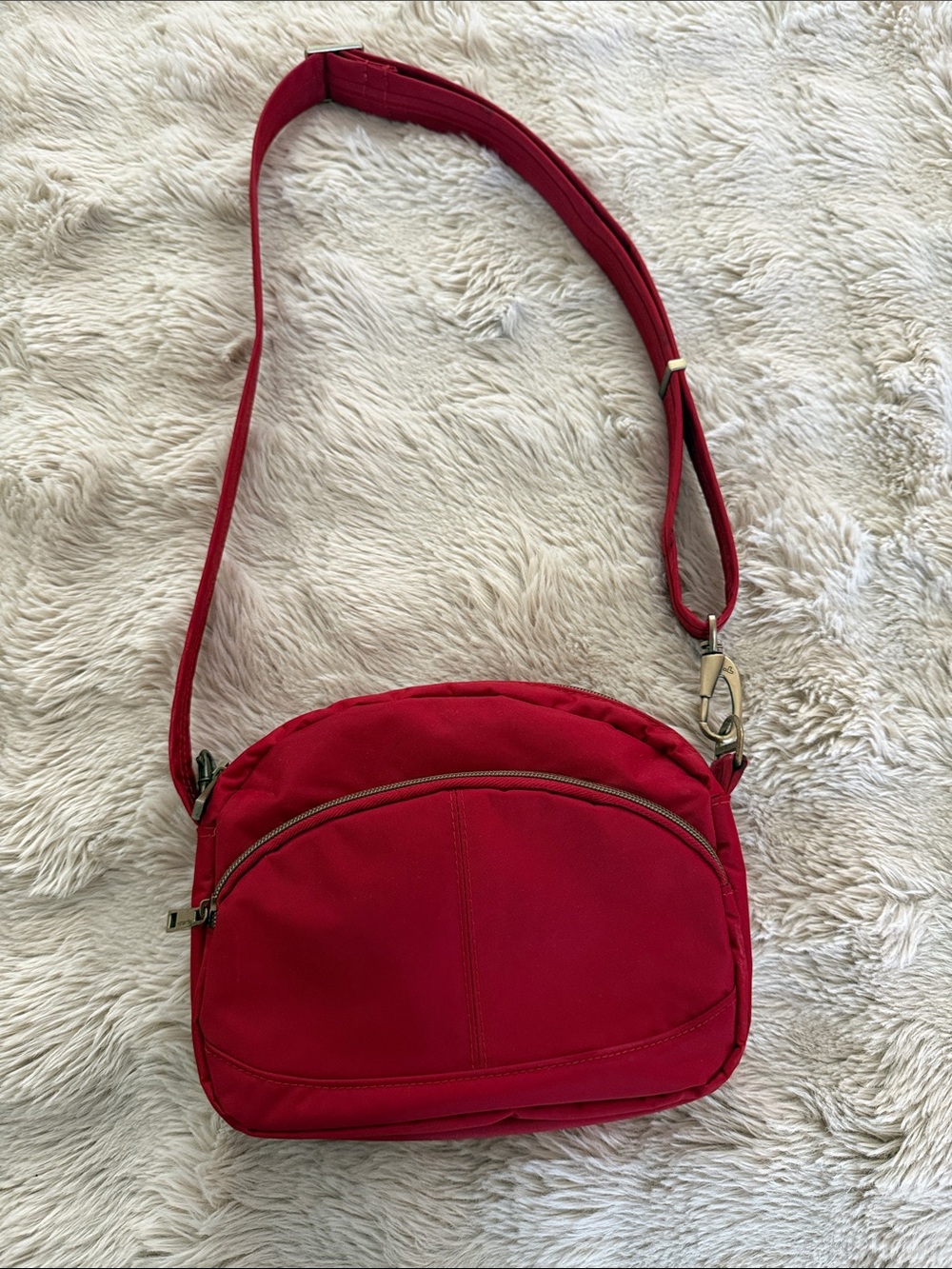 Travelon Red Crossbody Bag with Front Zip Pocket